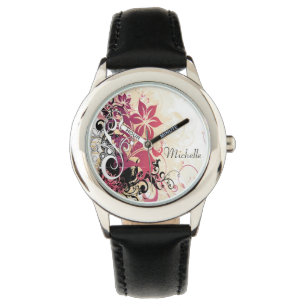 Personalized Bezel Stainless Steel Watch/Flowers Watch