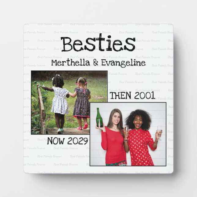 Personalized BFF 2 Photo Keepsake Best Friends Plaque (Front)