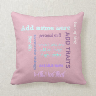 Personalized BFF best friends forever wordcloud Throw Pillow