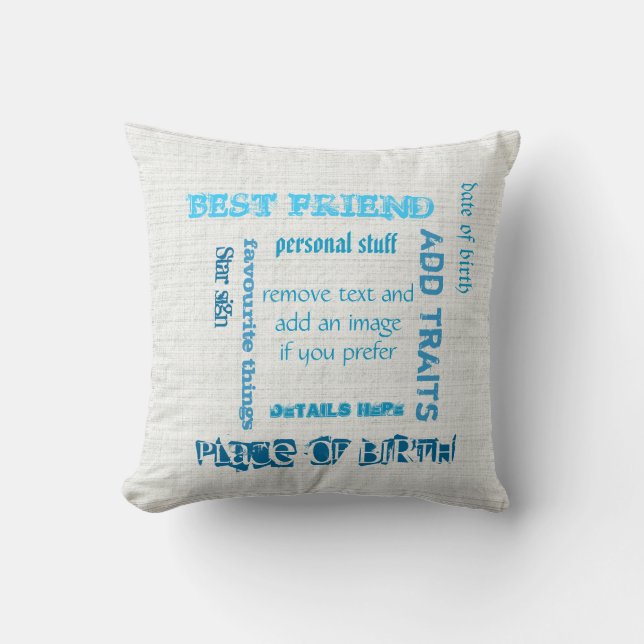 Personalized BFF best friends wordcloud chalkboard Throw Pillow (Front)