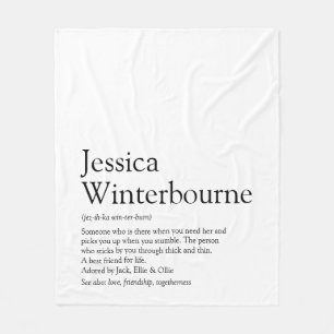 Personalized BFF Definition Black and White Fleece Blanket