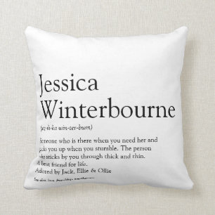 Personalized BFF Definition Black and White Throw Pillow