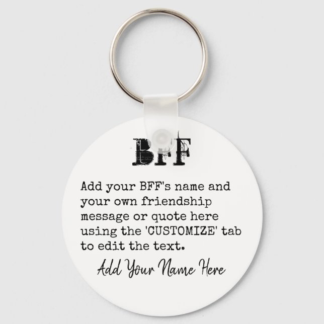 Personalized BFF Friends Gift - Typewriter Font Keychain (Front)