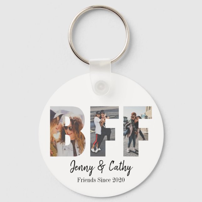 Personalized BFF Photo Collage Best Friend Forever Keychain (Front)