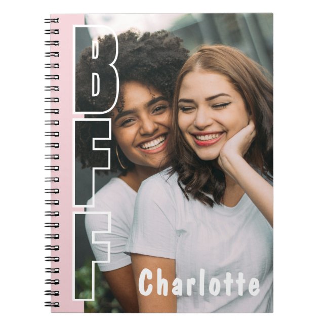 Personalized BFF Photo Illusion Pink Notebook (Front)