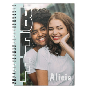 Personalized BFF Photo Illusion Teal Notebook