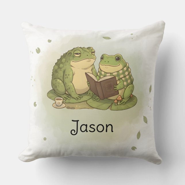 Personalized BG 1 Mossy the Toad Throw Pillow (Front)