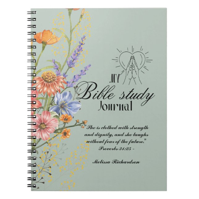 Personalized Bible Study Add Name and Faith Verse  Notebook (Front)