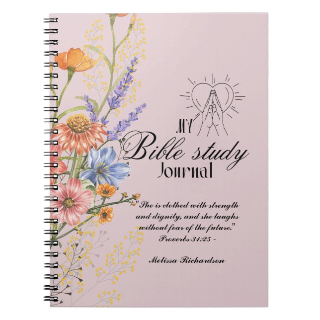 Personalized Bible Study Add Name and Faith Verse  Notebook (Front)