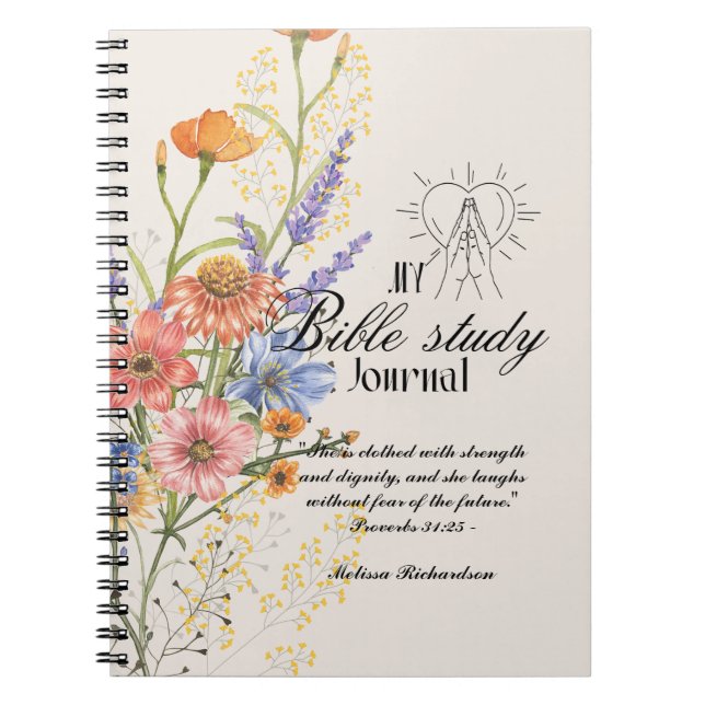 Personalized Bible Study Add Name and Faith Verse  Notebook (Front)