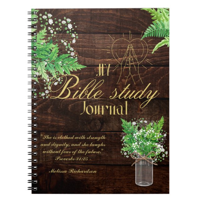 Personalized Bible Study Add Name and Faith Verse  Notebook (Front)