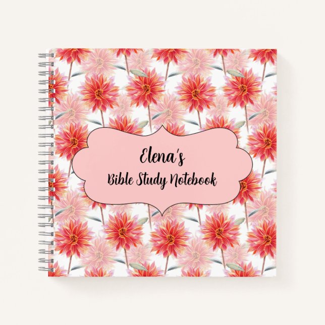 Personalized Bible Study Notebook with Watercolor  (Front)