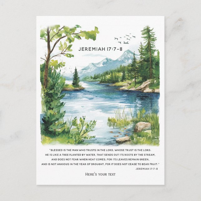 Personalized  Bible Verse Landscape Print  Holiday Postcard (Front)