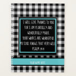 Personalized Bible Verse Monogram Buffalo Plaid Planner<br><div class="desc">Personalized Bible Verse the one above is
I will give thanks to you
for I am fearfully and
wonderfully made
Your works are wonderful
My soul knows that very well.
Psalm 39:14
You may change to your own</div>