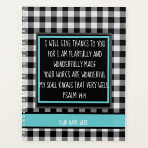 Personalized Bible Verse Monogram Buffalo Plaid Planner