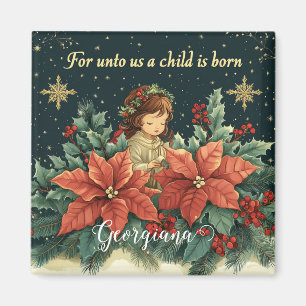 Personalized Biblical Nativity Child & Verse Magnet