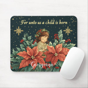 Personalized Biblical Nativity Child & Verse Mouse Pad