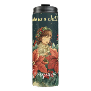 Personalized Biblical Nativity Child & Verse Thermal Tumbler