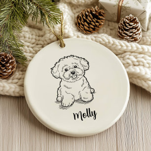 Personalized Bichon Frise Dog Christmas Ceramic Ornament