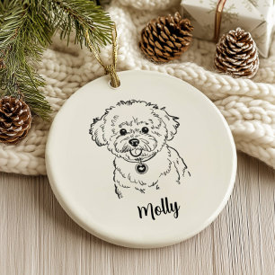 Personalized Bichon Frise Dog Christmas Ceramic Ornament