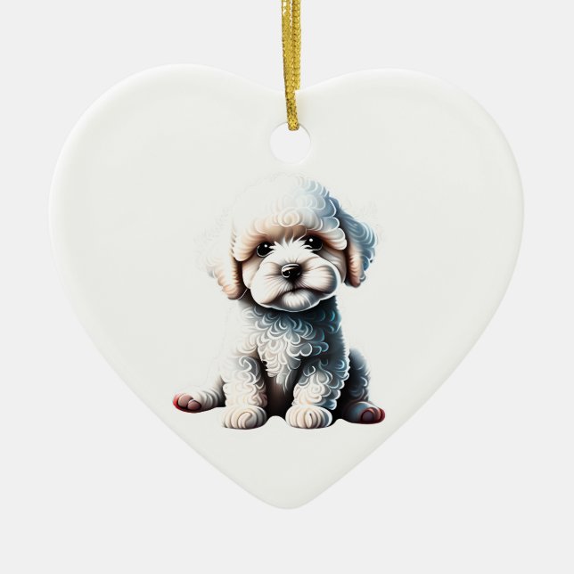 Personalized Bichon Frise Dog Puppy Ceramic Ornament (Front)