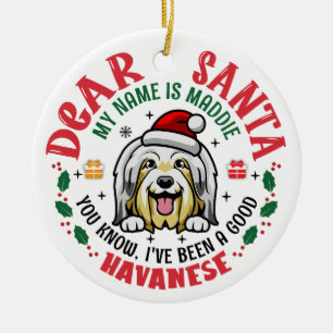 Personalized Bichon Havanese Dog Christmas Tree Ceramic Ornament