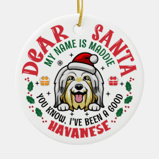 Personalized Bichon Havanese Dog Christmas Tree Ceramic Ornament
