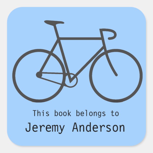 Personalized Bicycle Bookplate Sticker (Front)