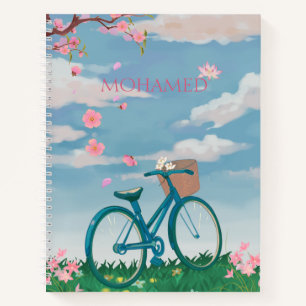 Personalized Bicycle & Cherry Blossom Notebook