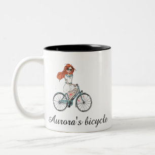 Personalized Bicycle for Her Custom Name Girl Two-Tone Coffee Mug