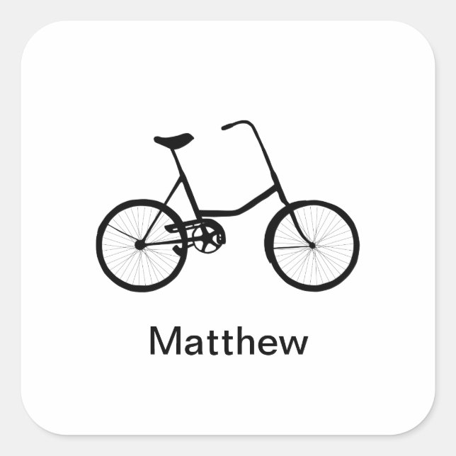 Personalized Bicycle Square Sticker (Front)