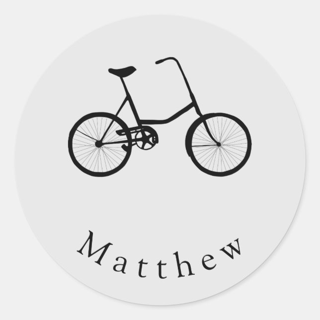 Personalized Bicycle with Custom Name Classic Round Sticker (Front)