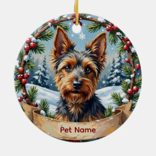 Personalized Biewer Terrier Christmas Ceramic Ornament