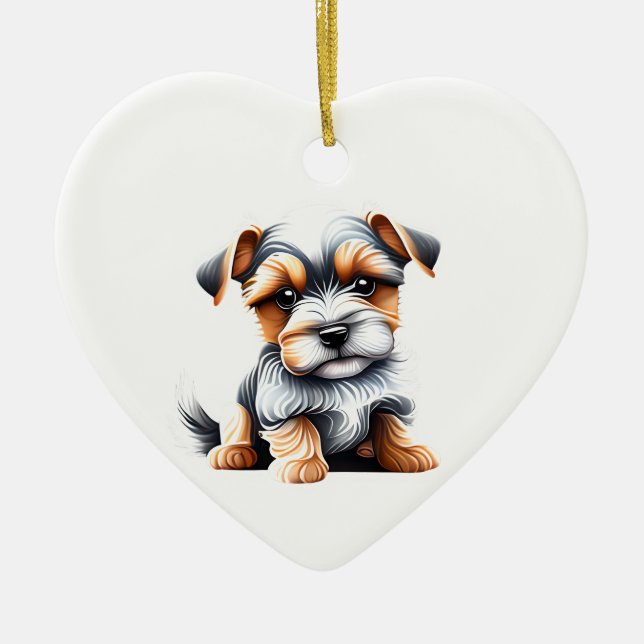Personalized Biewer Terrier Puppy Ceramic Ornament (Front)