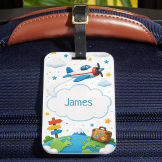 Personalized Big Adventure Kids Airplane Luggage Tag