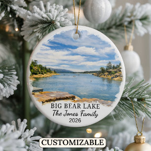 Personalized Big Bear Lake Ornament, California Ceramic Ornament