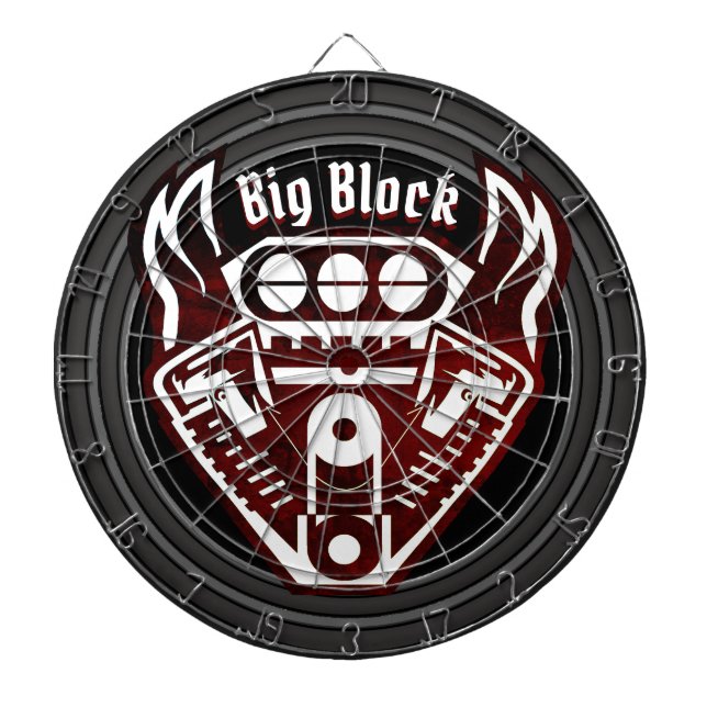 Personalized Big Block Racing Engine Dartboard (Front)