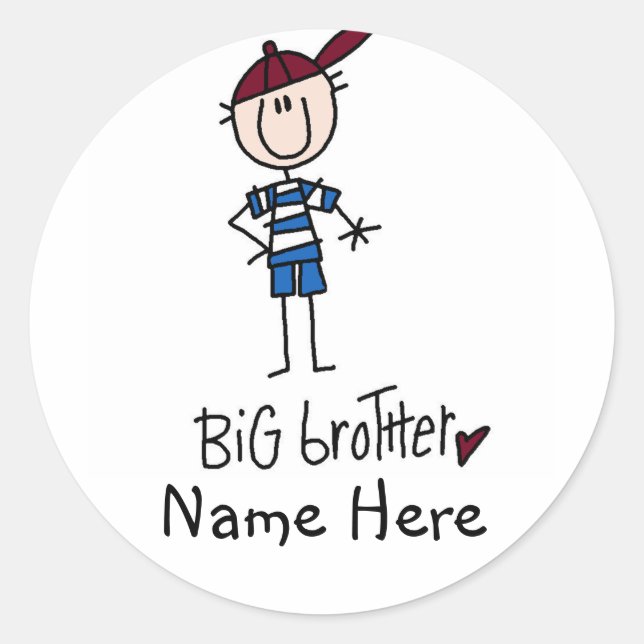 Personalized Big Brother Tshirts and Gifts Classic Round Sticker (Front)