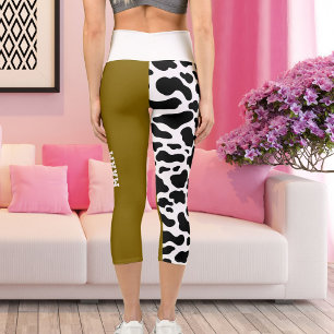 Personalized Big Cat Pattern Spot Print Animal Fun Capri Leggings