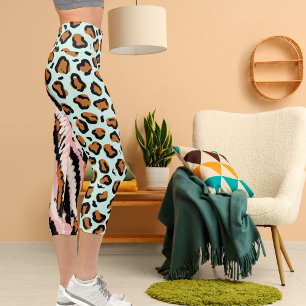 Personalized Big Cat Photo Pattern Wild Animal Capri Leggings