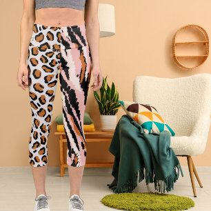 Personalized Big Cat Photo Pattern Wild Animal Capri Leggings