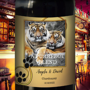 Personalized Big Cats Tiger Wedding Wine Label
