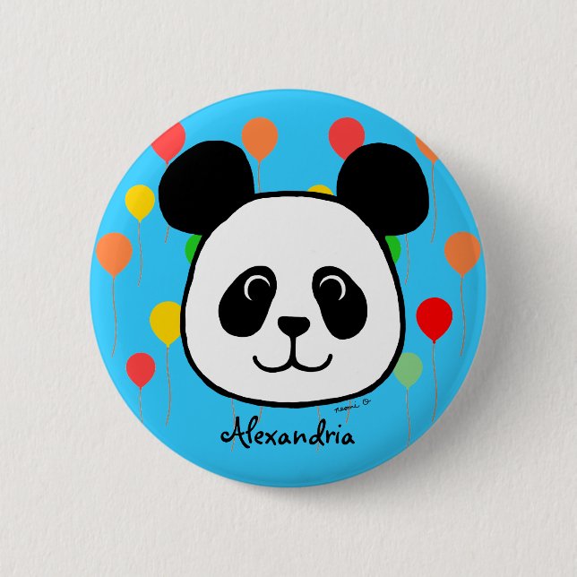 Personalized Big Face Panda Cartoon 2 Inch Round Button (Front)