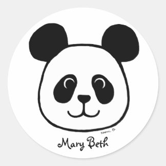 Personalized Big Face Panda Cartoon Classic Round Sticker