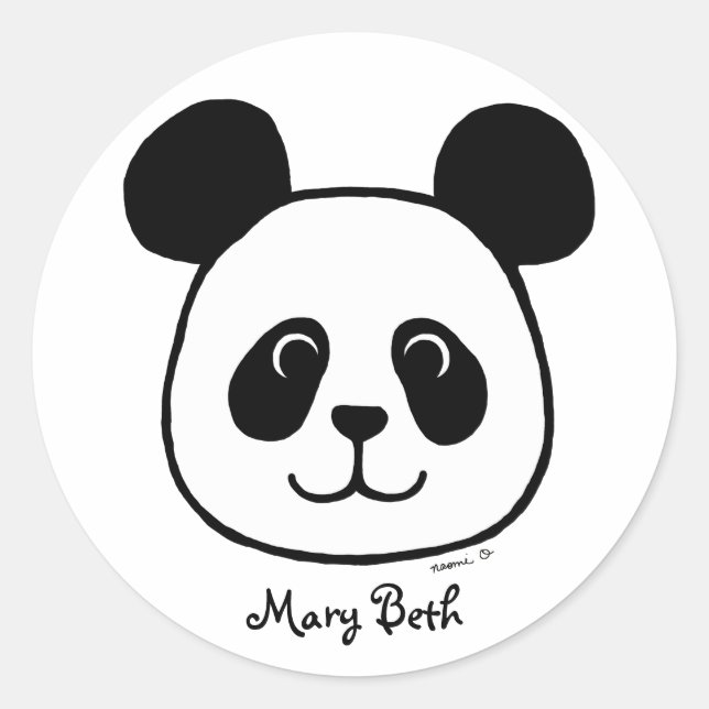 Personalized Big Face Panda Cartoon Classic Round Sticker (Front)