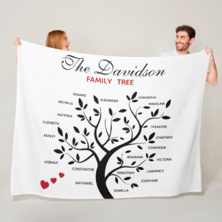 Personalized Big Family Tree (20 names)  Fleece Blanket
