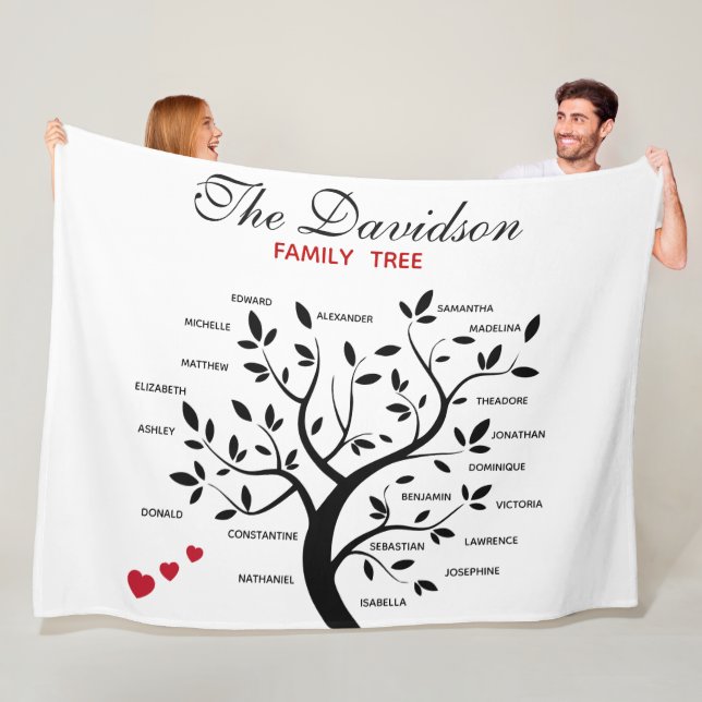 Personalized Big Family Tree (20 names)  Fleece Blanket (In Situ)