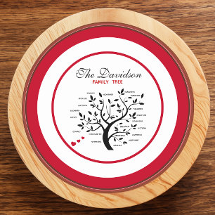 Personalized Big Family Tree (20 names) Round Paper Coaster