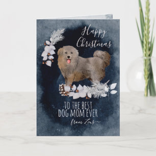 Personalized Big Fluffy Dog Bakharwal Christmas Holiday Card