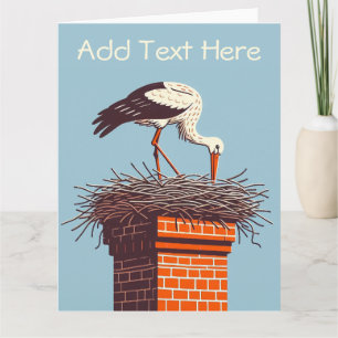 Personalized Big Folded Stork Greeting Card